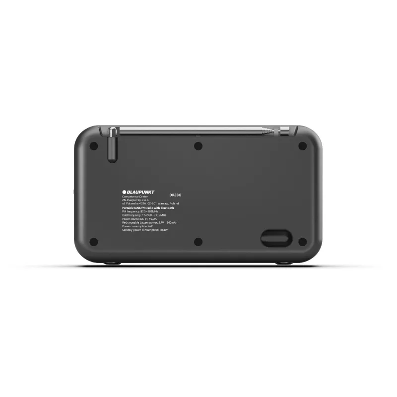 Radijo laikrodis BLAUPUNKT DR8BK – skaitmeninis žadintuvas su FM/DAB+, Bluetooth 5.3, 2W, 1800 mAh, USB įkrovimu, juodas