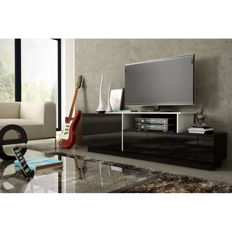 Cama TV spintelė SIGMA 3 180 juodas/juodas blizgus + biały
