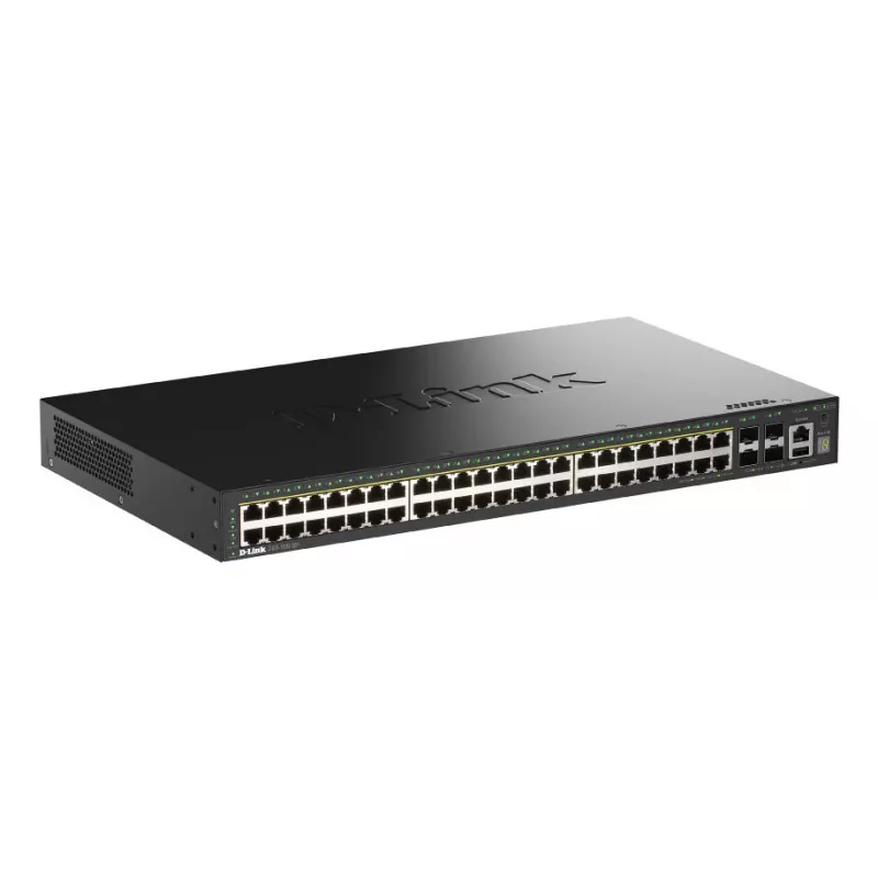 D-Link 52 prievadų „Gigabit“ sukraunamas „PoE+“ valdomas jungiklis su 4 x 10G SFP+ prievadais