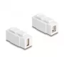 Keystone modulis DELOCK USB 2.0 Type-A moteriška į Type-B moteriška, plokščias, baltas, 16,8×40×22,1 mm