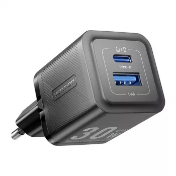 Vienos prievado USB-C sieninis įkroviklis Vention FEQB0-EU, 30 W, juodas
