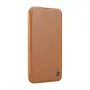 Apsauginis dėklas Nillkin Qin Prop Leather iPhone 16, rudas, su integruota atramėle