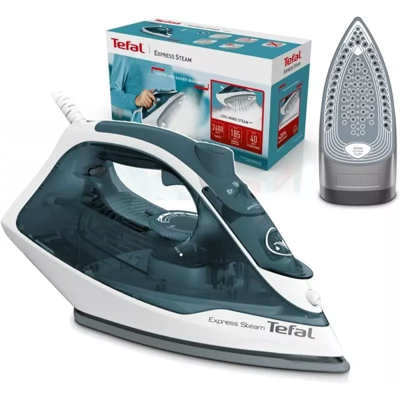 Lyginimo lygintuvas Tefal FV2839 Dry & Steam su Cerilium padu 2400 W Mėlyna, Balta