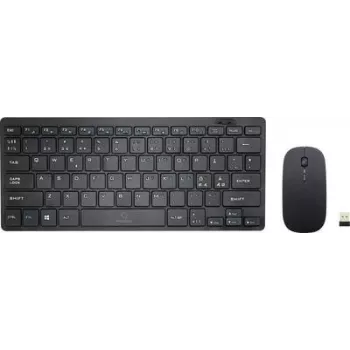 Belaidis klaviatūros ir pelės rinkinys Renkforce RF-KMC-410, vokiškas QWERTZ, juodas (RF-4509132)
