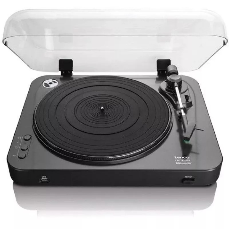 Pavarų diržu varomas vinilo grotuvas Lenco LBT-120BK juodas pusiau automatinis