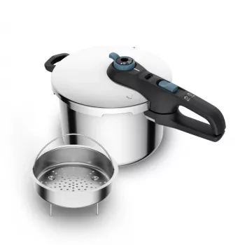 Slėginė viryklė Tefal SECURE TRENDY 6 L su nerūdijančio plieno garinimo krepšeliu, indukcijai tinkama