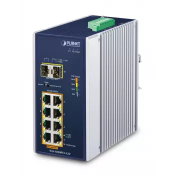 Nevaldomas jungiklis PLANET IGS-1020PTF-12V IP30 8 prievadų 10/100/1000T