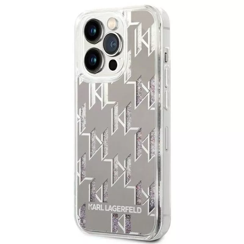 Karl Lagerfeld KLHCP14XLMNMS iPhone 14 Pro Max 6.7″ kietasis dėklas sidabrinis / sidabrinis Liquid Glitter Monogram