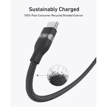 USB-C į USB-C laidas Anker A82E2 — 0,9 m, USB C į USB C, juodas