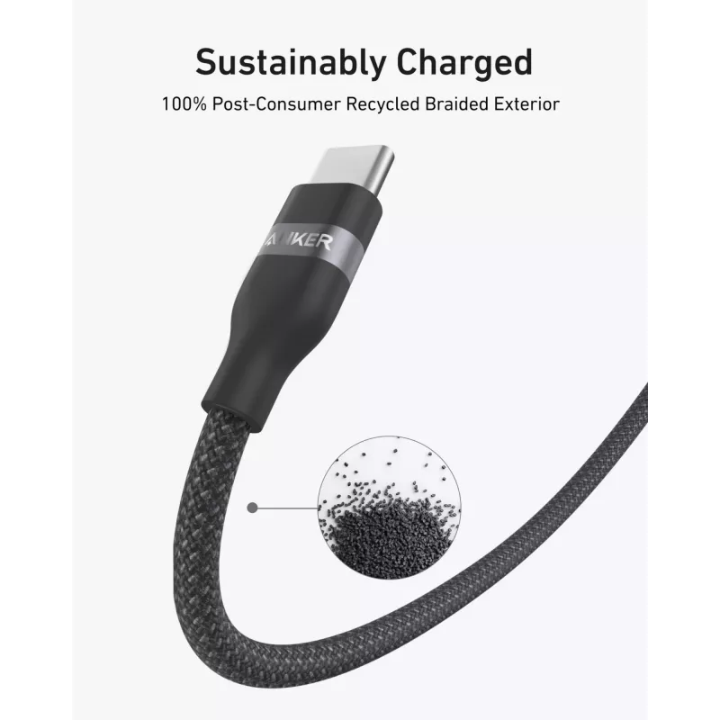 USB-C į USB-C laidas Anker A82E2 — 0,9 m, USB C į USB C, juodas