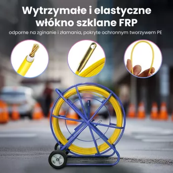 Kabelių tempimo pilotas Extralink EX.30905 8 mm stiklo pluošto FRP strypas, 250 m, geltonas