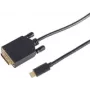 Vaizdo kabelio adapteris S/CONN 10-58185, DVI-D → USB Type-C, 1,8 m