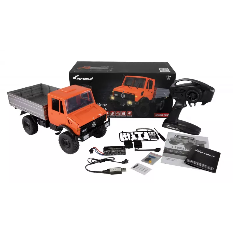 Bešalis visureigis sunkvežimis Amewi Unimog Elektrinis variklis 1:12