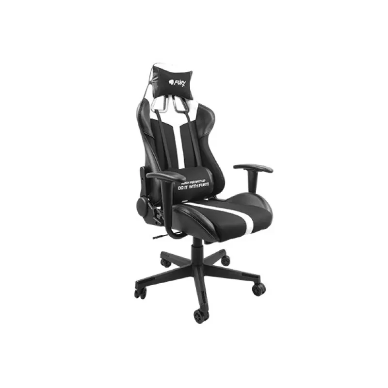 Žaidimų kėdė FURY Avenger XL universali, paminkštinta sėdynė, juoda, balta