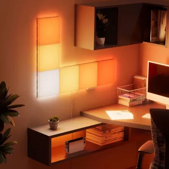 LED skydinis šviestuvas Nanoleaf N8100K02-6BS — Kvadratiniai RGB, 6 vnt., AC 100–240 V, montuojamas ant sienos