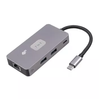 TB USB-C 7 viename adapterio šakotuvas HDMI USB SD/TF RJ45 (2500 Mbps) PD