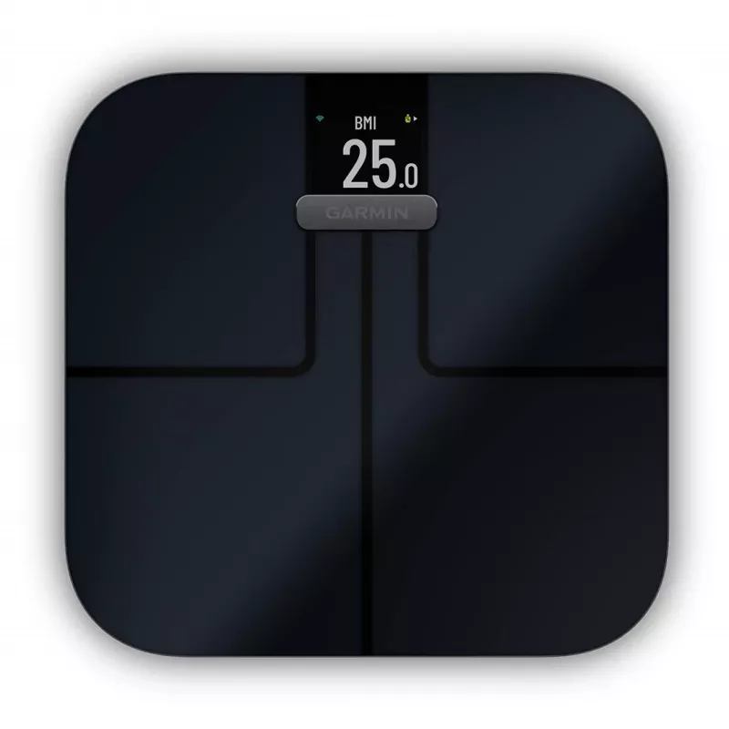 Elektrinės asmeninės svarstyklės GARMIN Index S2 juodos, max 181,4 kg, Wi‑Fi/Bluetooth, kūno sudėtis