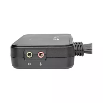 Eaton Tripp Lite serijos 2 prievadų USB/HD kabelinis KVM jungiklis su garsu/vaizdu, kabeliais ir USB periferinių įrenginių bendrinimu - KVM-/garso-/USB jungiklis - 2 x KVM/garso/USB - 1 vietinis vartotojas - darbalaukis
