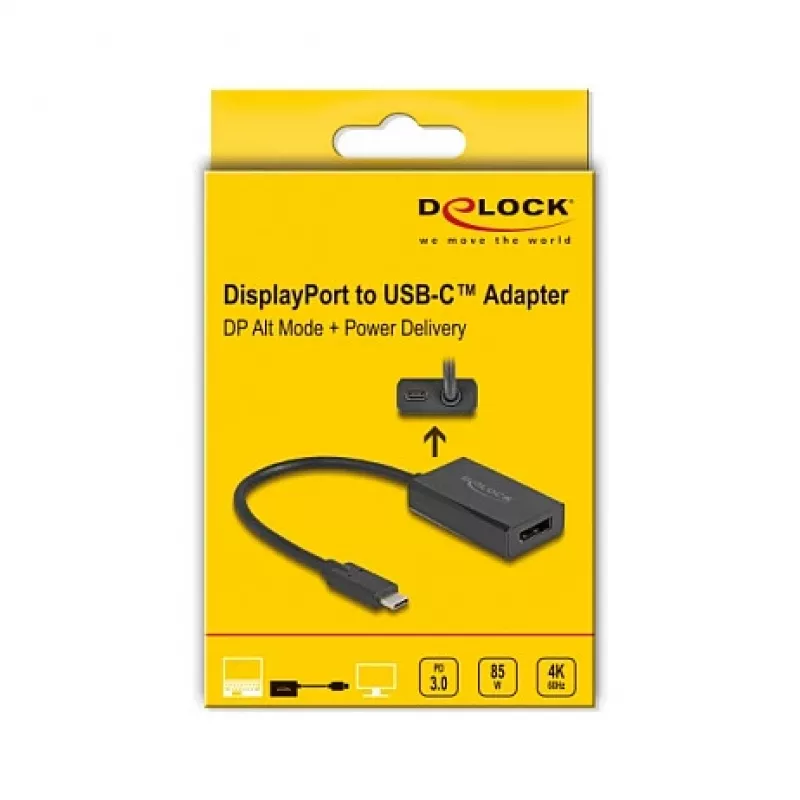 Adapteris DisplayPort lizdas į USB Type-C kištuką DeLOCK 4K PD 85W
