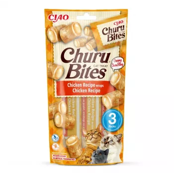 INABA Churu Bites vištienos receptūros užkandžiai katėms - 3x10 g
