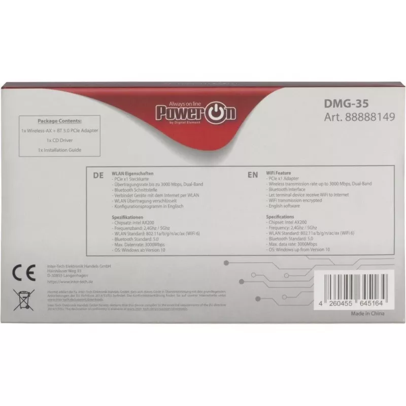 Inter-Tech DMG-35 WLAN / Bluetooth 3000 Mbit/s Įmontuota (88888149)