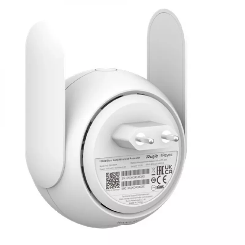 „Mesh“ Wi‑Fi sistema RUIJIE RG‑EW1200R, dviejų juostų Wi‑Fi 5, 2 išorinės antenos, 24 įrenginių palaikymas, 1 LAN prievadas, balta