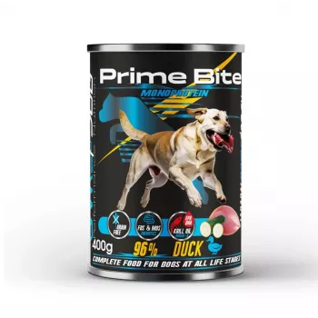 PRIME BITE Monoprotein Antiena su cukinija - šlapias šunų ėdalas - 400g