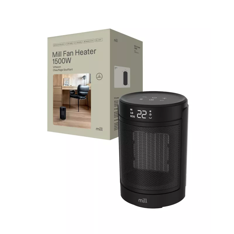 Keraminis ventiliatorinis šildytuvas Mill FH1500BLACK 1500 W iki 22 m², juodas