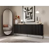 Komoda cama meble VERA 190x40x80 cm, juoda matinė, medžio drožlių plokštė, 16 mm rėmas
