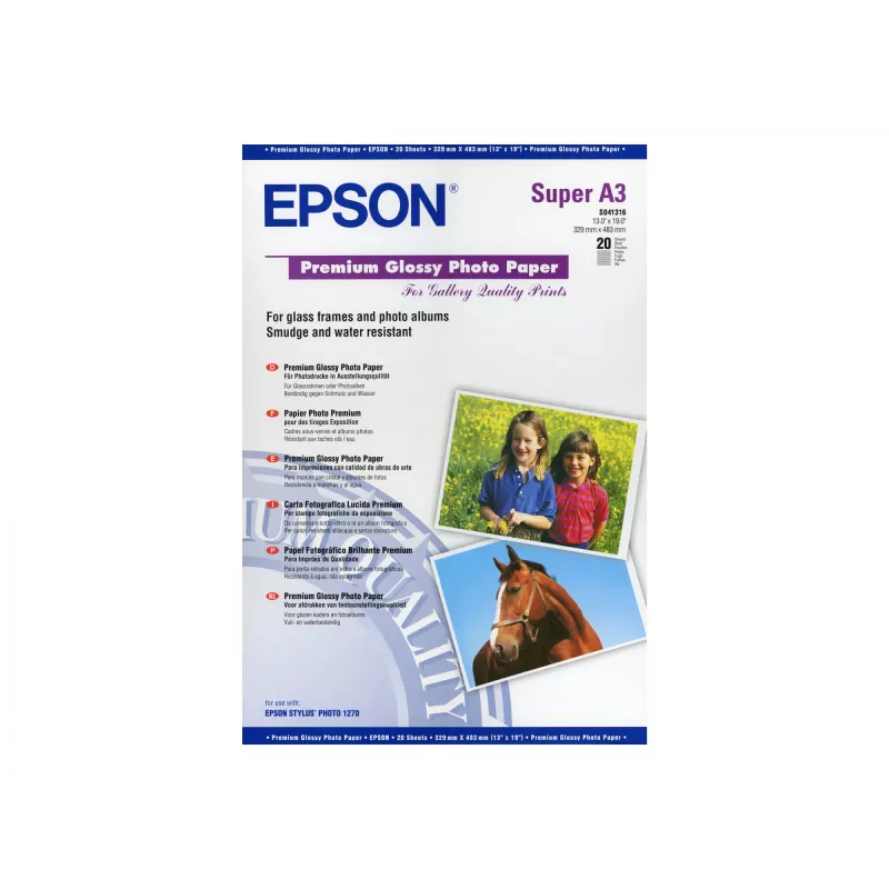 Epson Premium Glossy Photo Paper A3+ 250g/m² 20 lapų