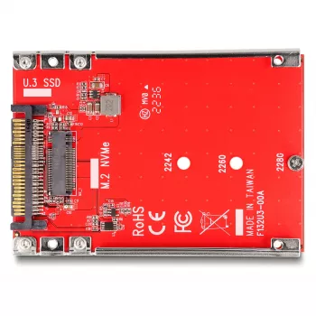 DeLOCK 2.5 colio keitiklis U.3 SFF-8639 į M.2 NVMe Key M 7 mm raudonas