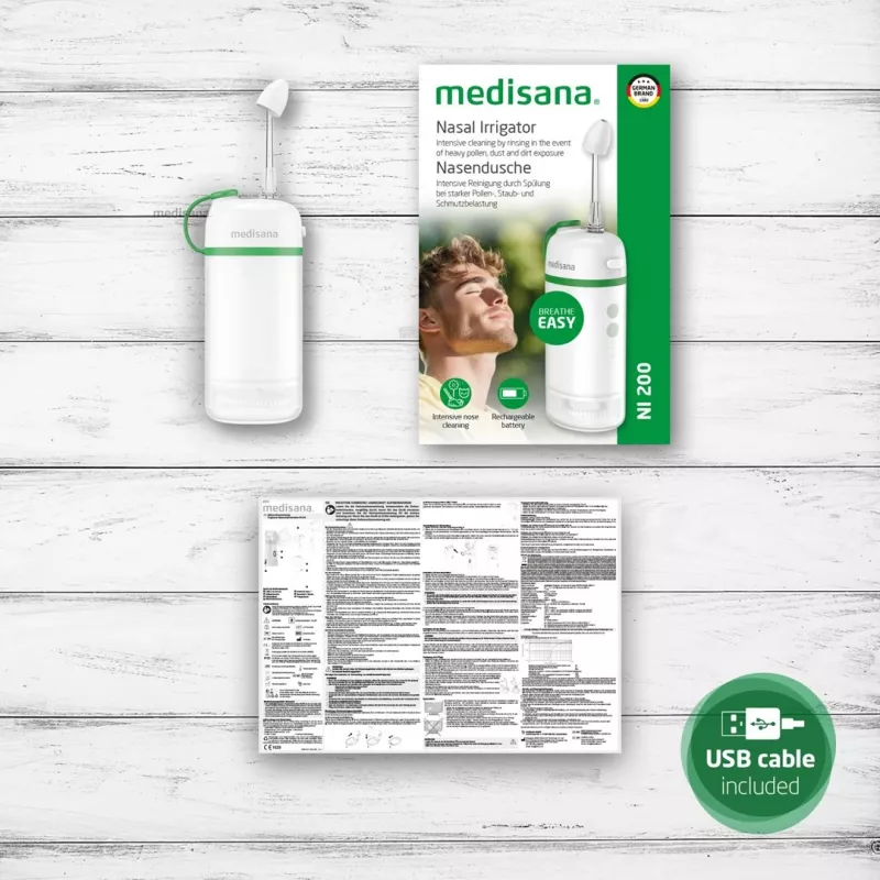 Belaidis oralinis irigatorius Medisana NI 200 – 0,15 L vandens talpykla, 3 programos, USB‑C, 1400 mAh