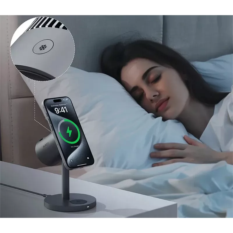 Belaidis 3 viename įkroviklis su aušinimu LC-MC311A 15W Qi2 MagSafe + 30W PD maitinimo adapteris