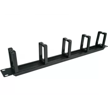 Alantec PK048 1U 19 inch kabelių organizatorius su šepečiu ir 5 plastikiniais laikikliais