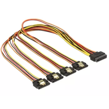 SATA maitinimo kabelis DeLOCK 60158 0,5 m SATA 15 kontaktų – 4 × SATA 15 kontaktų, įvairiaspalvis