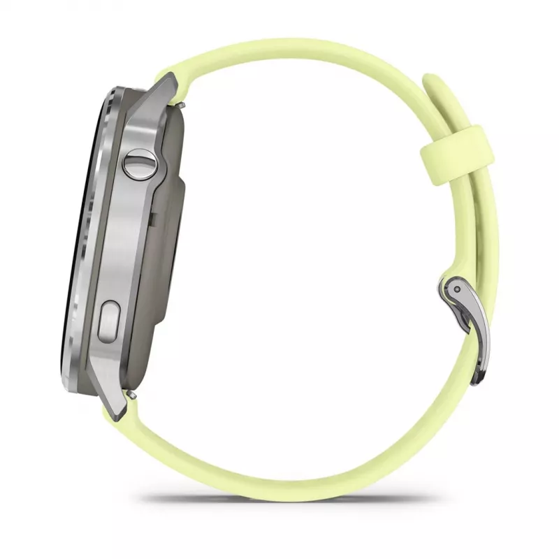 Garmin Venu 4 45 mm 010-03014-02 išmanusis laikrodis, sidabrinės spalvos su citrininiu silikono dirželiu