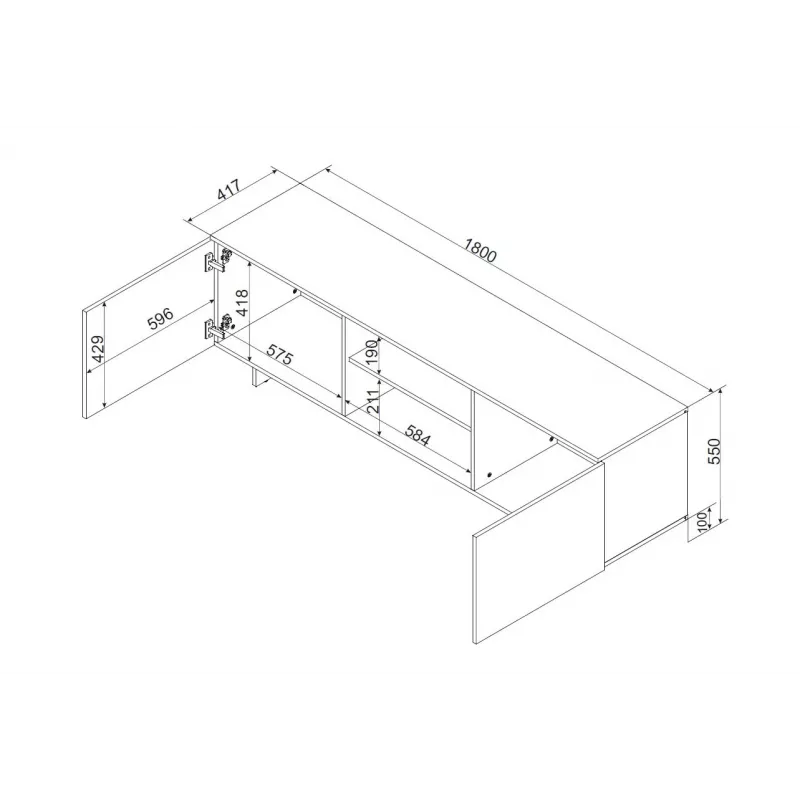 Cama 2D1P RTV spintelė ALMA 180x41.5xH55 kašmyro