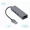 Gembird A-AMU3-LAN-01 USB-A į Gigabit LAN adapteris su 3 prievadų USB 3.0 šakotuvu, juodas