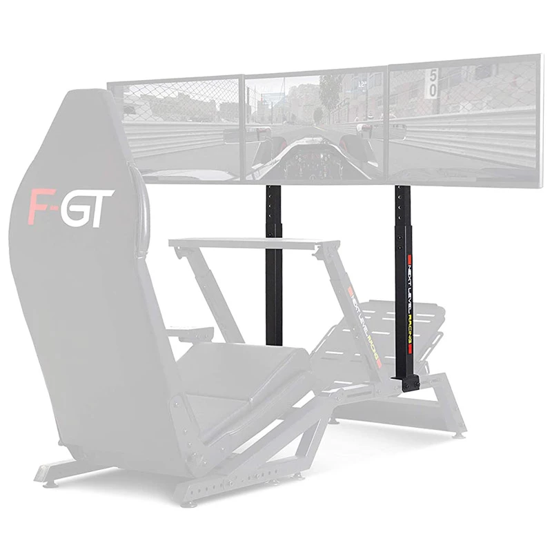 Lenktynių simuliatoriaus kėbulas Next Level Racing F-GT NLR-A006 – reguliuojamas sėdynės ir vairo aukštis, palaiko 3 ekranus, max vartotojo svoris 60 kg, juodas