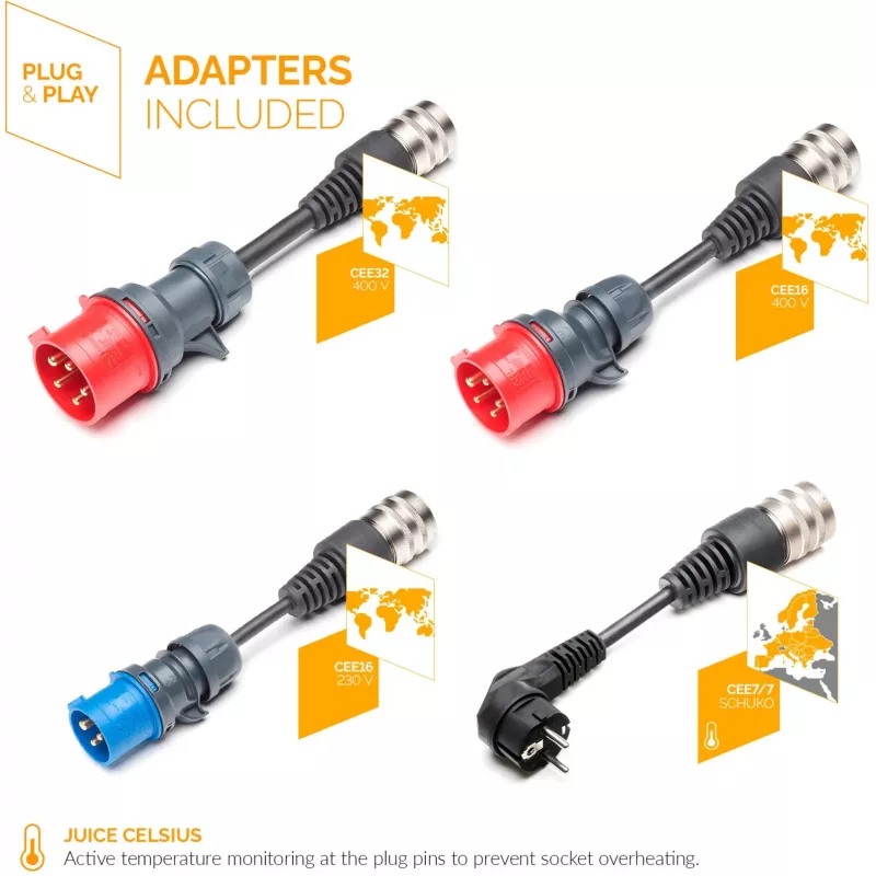 Juice Technology JUICE BOOSTER 3 air Country EU Traveller Set (antracitas/juoda, 1,4 - 11 kW, 3,1 metro laidas)