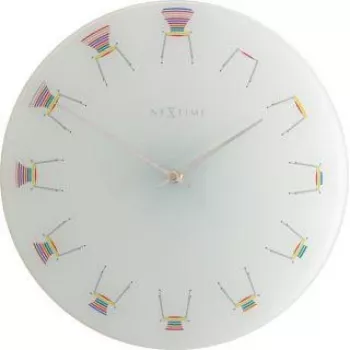 NeXtime klok 8809 Kėdė, Ø30 cm, Sieninis, Baltas / Daugiaspalvis