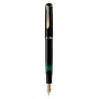 Pelikan M200 rašiklis, juodas, auksinis, integruota užpildymo sistema, derva, auksinis, italinis plunksninis antgalis, auksinis, nerūdijantis plienas