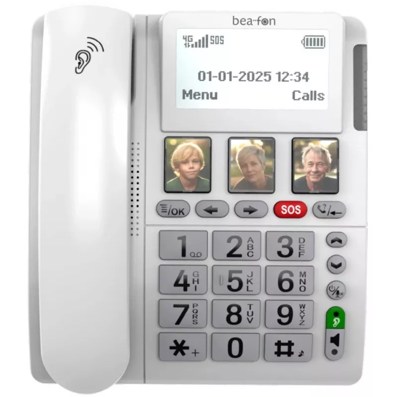 Stalinis telefonas Bea-fon ML10 LTE (4G) baltas su SOS apyranke