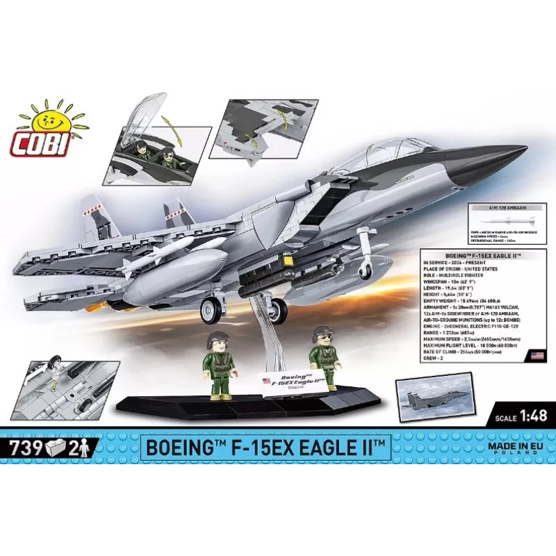 Cobi statybiniai blokeliai Boeing F-15EX Eagle II modelio rinkinys COIB-5900, kolekcinis mastelio konstravimo rinkinys