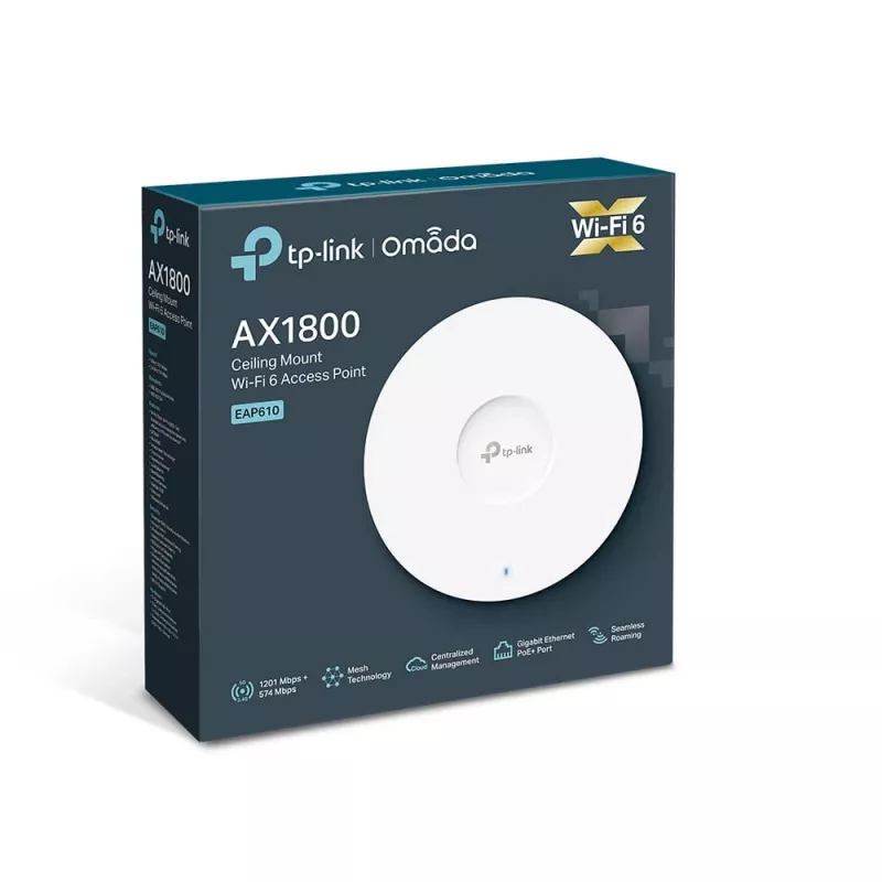 TP-LINK EAP610 V1 belaidis prieigos taškas (AX1800, 1775 Mbit/s, 1× gigabitinis LAN, PoE)