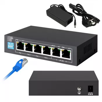Nevaldytas jungiklis Extralink EUROS V2 4x 100Mb/s PoE/PoE+