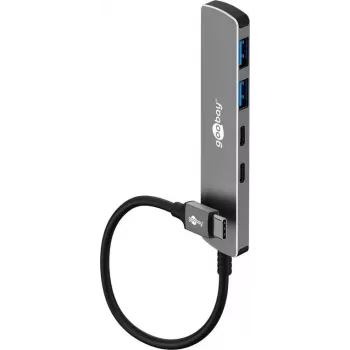 Goobay Slim 4-Port USB-Hub USB-C į USB-A 5 Gbit/s – Plug USB 3.2 (79159)