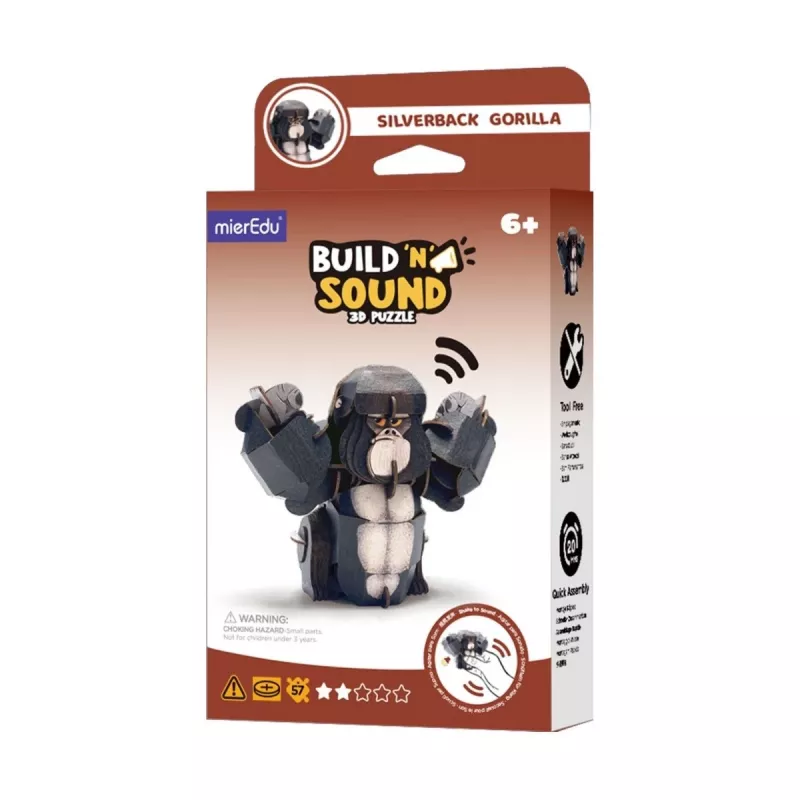 MierEdu Build and Listen 3D Dėlionė – Srebreninė Gorila