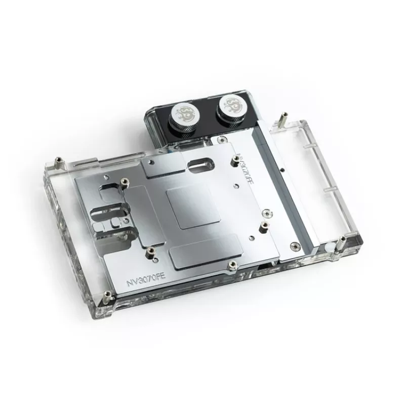 Vandens blokas BitsPower Classic VGA BP-VG3070FE — 125×171.4×28.4 mm, 3 kontaktų RGB, juodas/sidabrinis/permatomas
