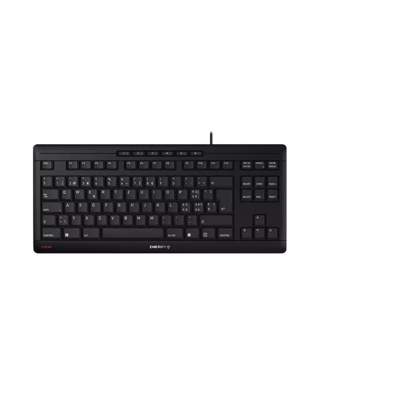 CHERRY STREAM TKL klaviatūra, USB, QWERTZ, Šveicariškas išdėstymas, Juoda